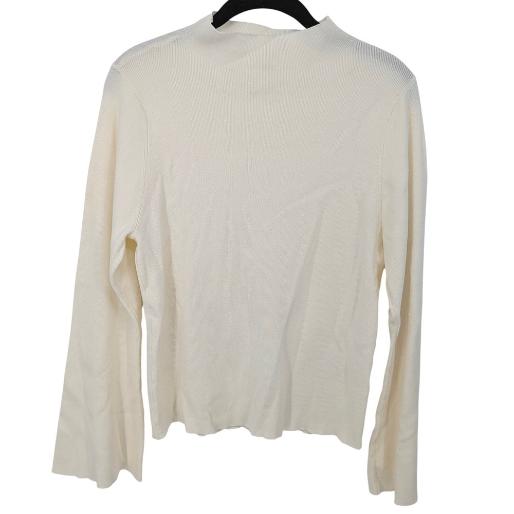Maeve Anthropologie Sweater Women Petite XLP Cream Mock Neck Bell Sleeve Ribbed